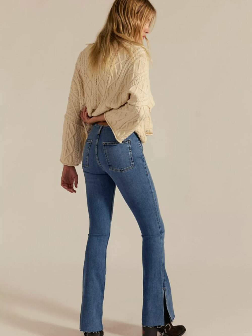Free People NWT We The Free Level Up Slit Slim Flare Jeans - Picture 4 of 8